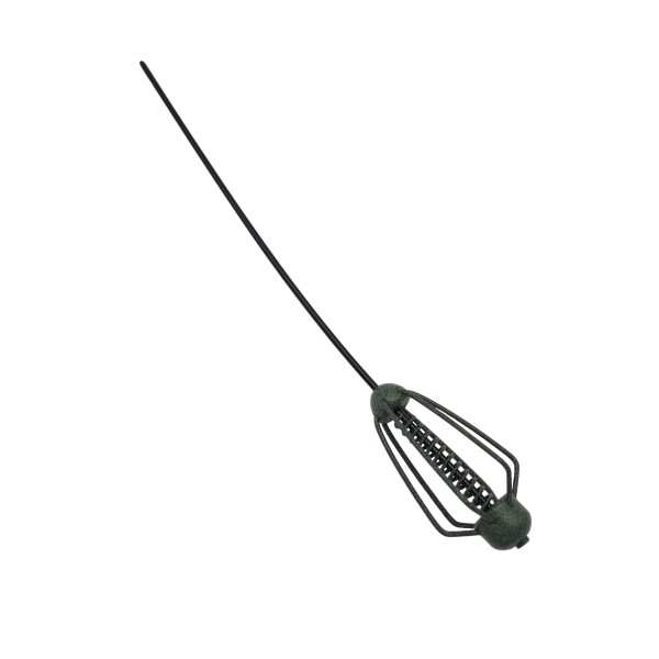 Fishing feeder with rod, approximate 50 grams, 25 cm, dark green color